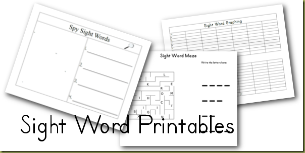 Word  activities Sight sight Unit kindergarten word for printable Kindergarten