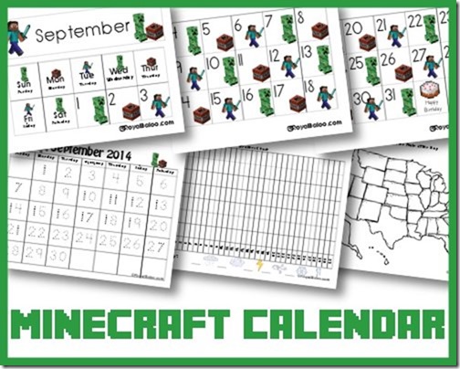 Free Minecraft Calendar Cards and Notebook Royal Baloo