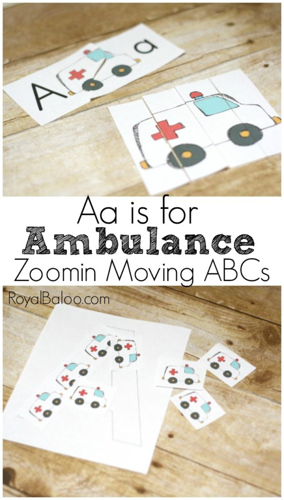 Aa is for Ambulance free letter a printables for learning letters!  Transportation fans will love this ABC set based on trucks, car, trains, and more!