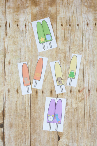 Rhyming practice with a fun popsicle theme! Great theme for practicing rhyming this summer! Free printables for popsicle themed rhymes!