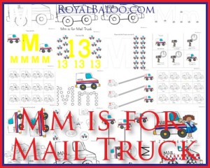 Mm is for Mail Truck Free Printable ABC Set