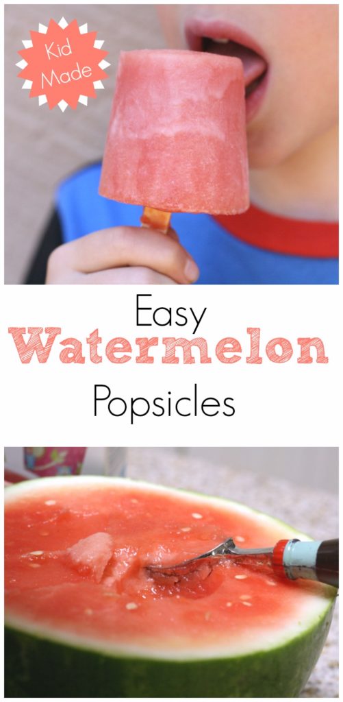 Simple and easy one ingredient watermelon popsicles that kids can make!