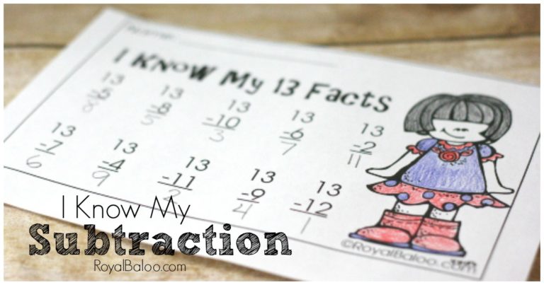 Free Subtraction Practice – I Know My Subtraction