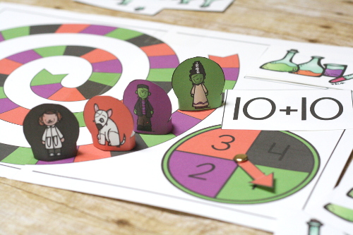 Make addition practice FUN with this Frankenstein themed printable doubles addition game. 