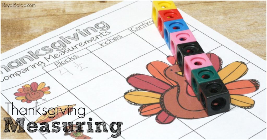 Practice standard and nonstandard measurements with the thanksgiving measuring set!