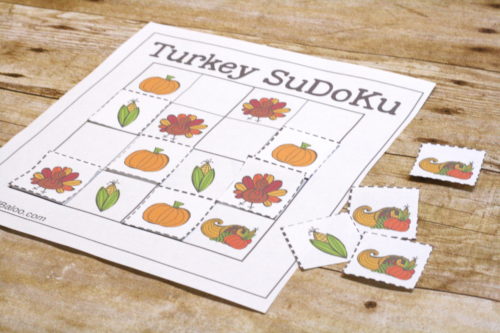 Thanksgiving SuDoKu.  Play this fun logic game with a Thanksgiving and turkey twist!