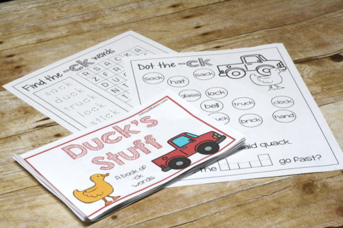 Easy reader featuring -ck words like duck, truck, stick, sock, and more!  Engage those early readers with a fun little book about Duck in his Truck!