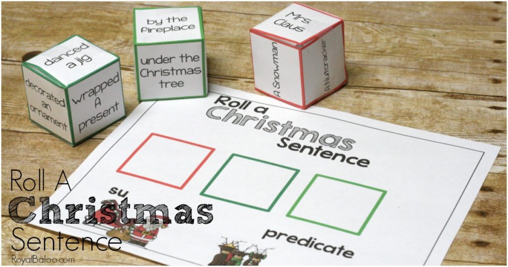 Sillness abounds!  Make reading and writing fun again.  Practice subjects and predicates with a fun Roll a Christmas Sentence!