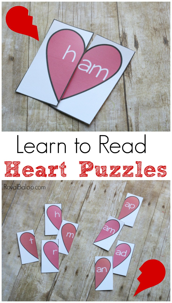 Learn to read with some simple and fun CVC Heart puzzles! Valentines day learn to read heart puzzles make reading practice a game!