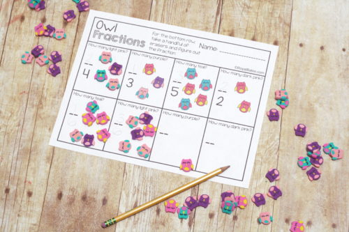 Use mini eraser as manipuatives for math! These owl mini erasers are perfect for these pages on addition, multiplication, fraction, and more