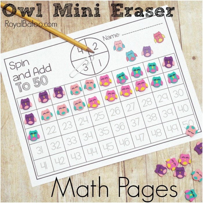 Owl Mini Eraser Math Packs for Early Elementary