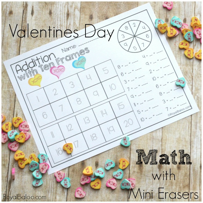 Valentines Mini Eraser Math Set for Hands on Math Fun