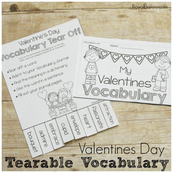 Valentines Tearable Vocabulary Posters and Booklet
