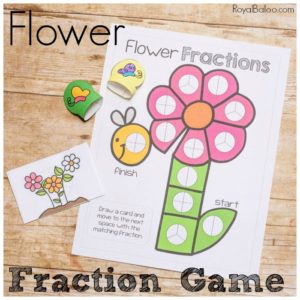 Practice fractions with a refreshing flowery spring theme. This flower fraction game is sure to entice kids to practice their fraction skills!