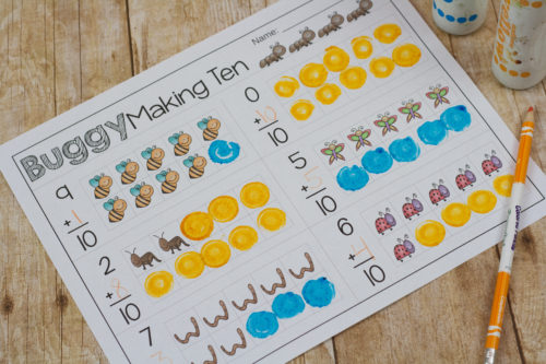 it's springtime and time for all the bugs to come out! Your kids can practice their ten facts with this fun bug themed page!
