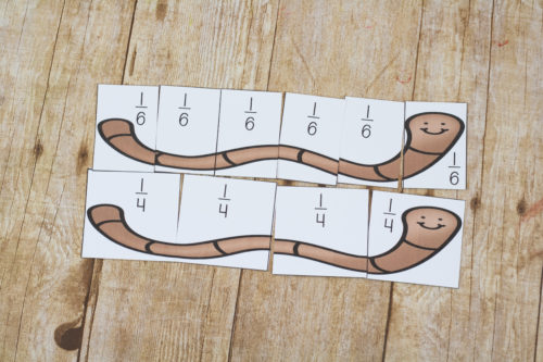 Learn about fractions and comparing fractions with the hands on worm fractions. It's a great way to visualize how fractions work and why!