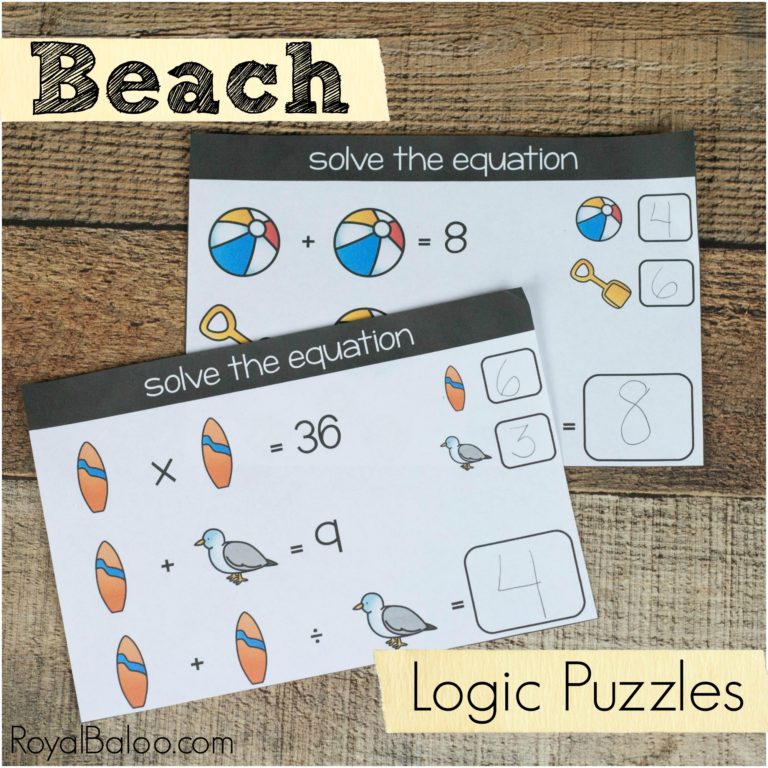 Beach Math Logic Puzzles for Kids
