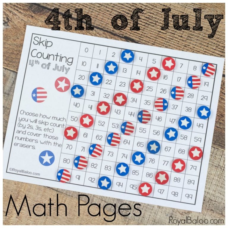 Hands On Fourth of July Mini Eraser Math Pages
