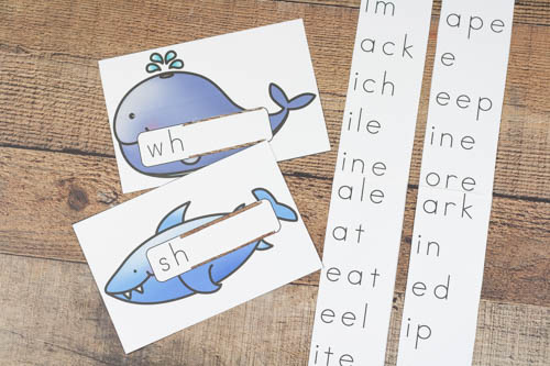 Practice digraph words for digraphs sh and wh with these digraph sliders. Find the words, make the words, write the words.