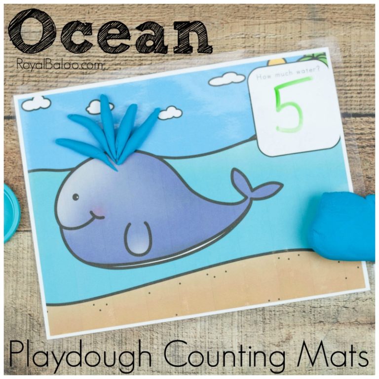 Ocean Playdough Math Mats for Counting and Addition