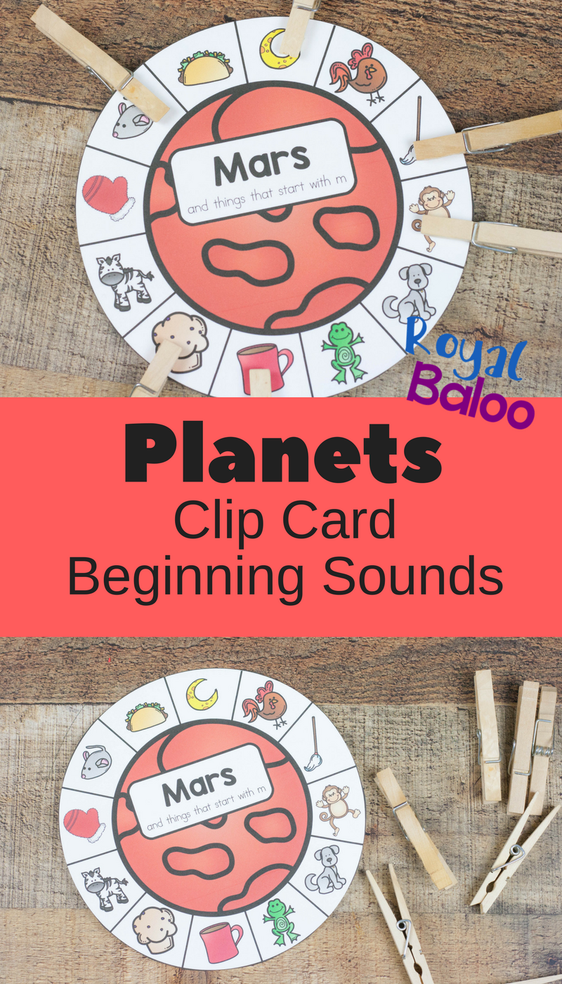 Feel inspired with space and beginning sound clip cards! Practice those beginning sounds, work on fine motor skills, all within a space theme.
