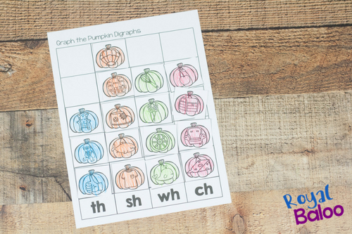 Combine two subjects with one activity in this fun pumpkin digraph and graphing set! Work on sounding out words that begin with digraphs!