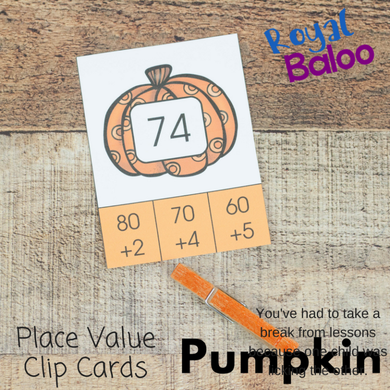 Pumpkin Place Value Clip Cards for Easy Place Value Practice
