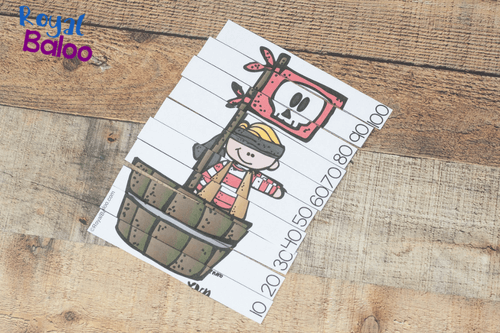 Pirate skip counting puzzles are just right for your kids that need to work on counting by 10s! Put together a puzzle or two for a great review!