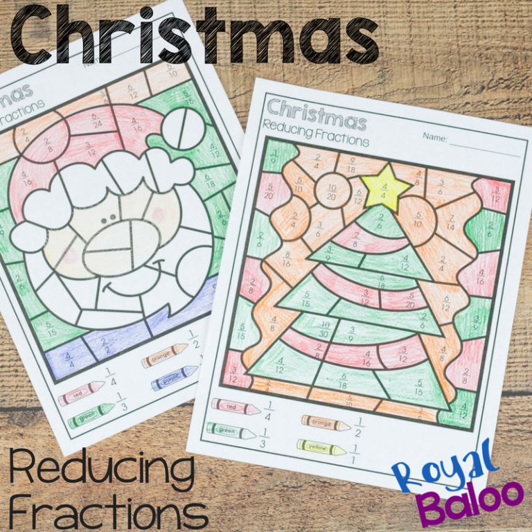 Christmas Color by Reducing Fractions