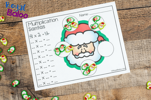 Use mini erasers with this fun Christmas mini eraser math set! Addition, skip counting, multiplication, fractions, and more math concepts!