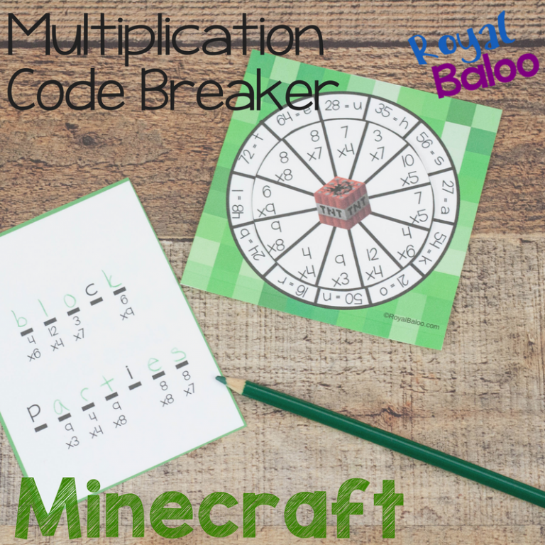Minecraft Multiplication Code Breaker with Minecraft Puns