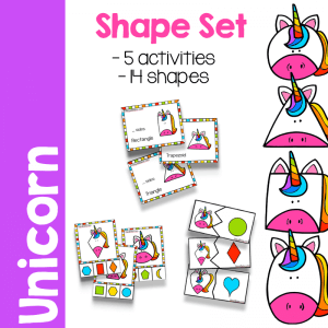 Have fun working with shapes with this great unicorn themed shape set! Your preschoolers and kindergarteners will love learning about shapes with unicorns.