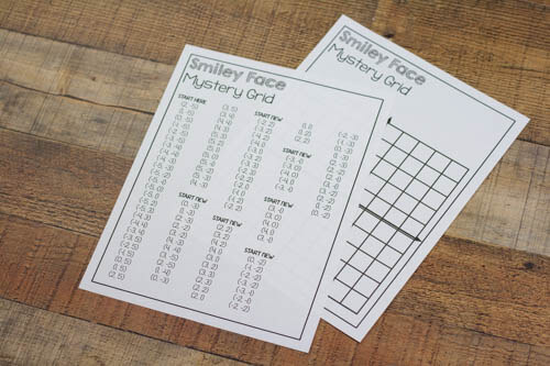 These printables are perfect for practicing plotting on a coordinate grid! Smiley face coordinate grid mystery pictures.