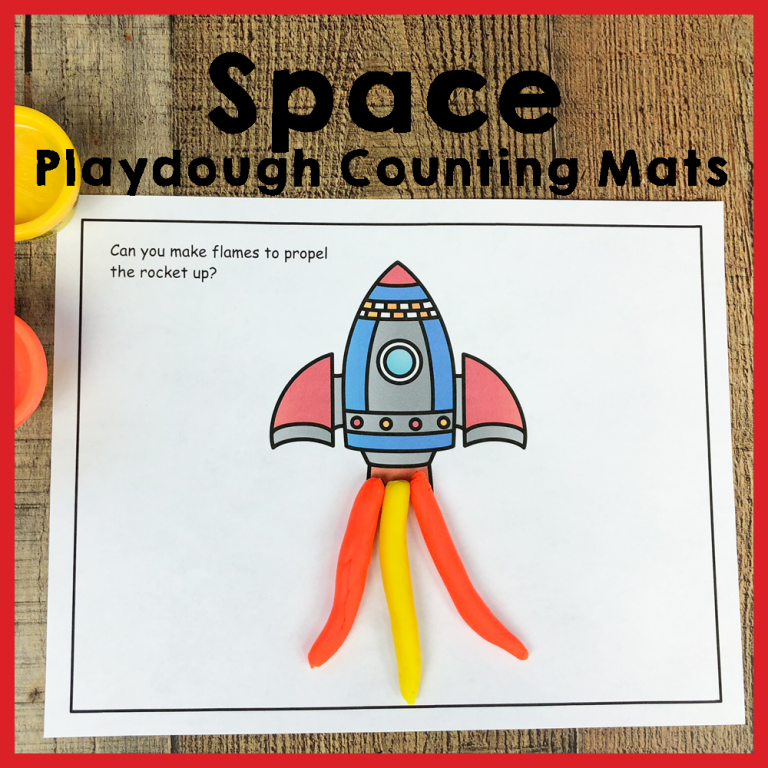 Space Play Dough Counting Mats for Preschool