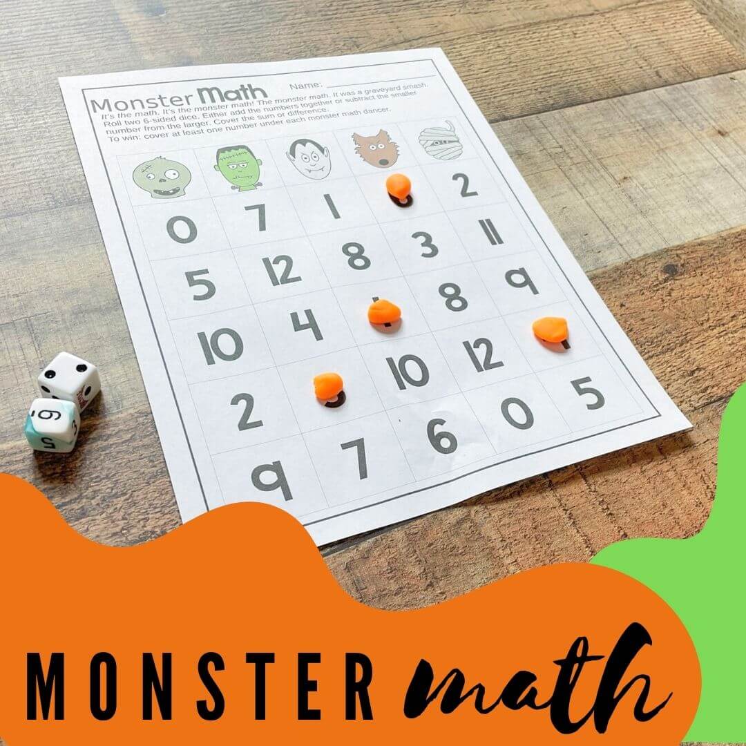 Monster Math – a BINGO Style Addition and Subtraction Game