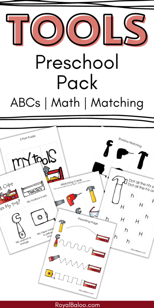 Tool Printable Pack for Preschool and Tots → Royal Baloo