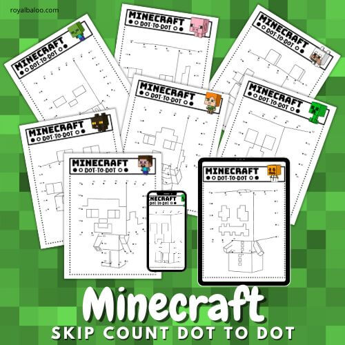 Minecraft-Themed Skip Counting Dot-to-Dot Printable